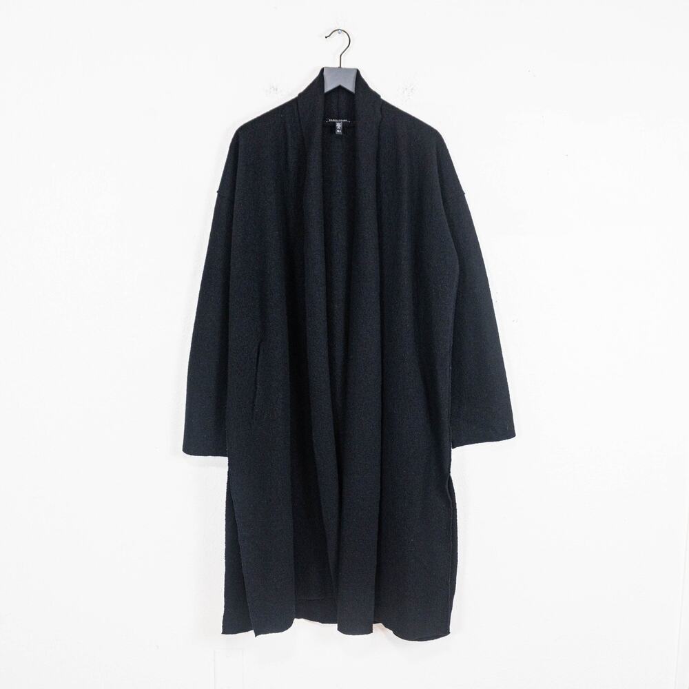 Eileen Fisher Lightweight Boiled Wool Icon Coat in Regenerative wool black - Picture 2 of 11